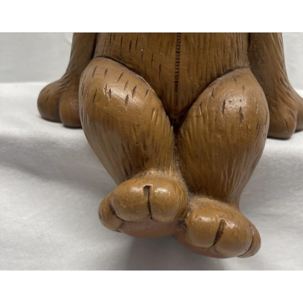 Vintage 1980's BROWN TEDDY BEAR RED BOW Shelf Sitter 8” Tall Child’s Room Decor